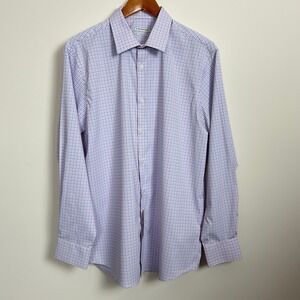 J.M. Haggar‎ Slim Fit Dress Shirt 16-16½ 34/35 Pink Blue Tattersall NWT